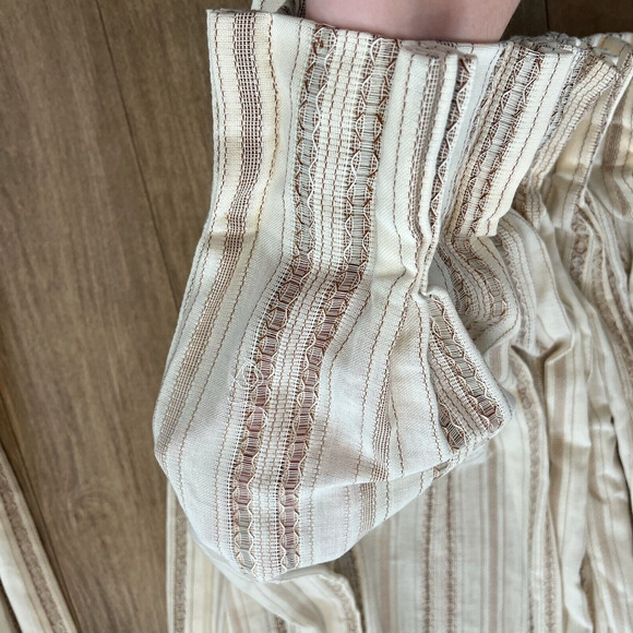 Vtg Pinch Pleat Curtain 2 Panels Drapery woven textured Ivory Brown mcm‎ Boho - Picture 8 of 12